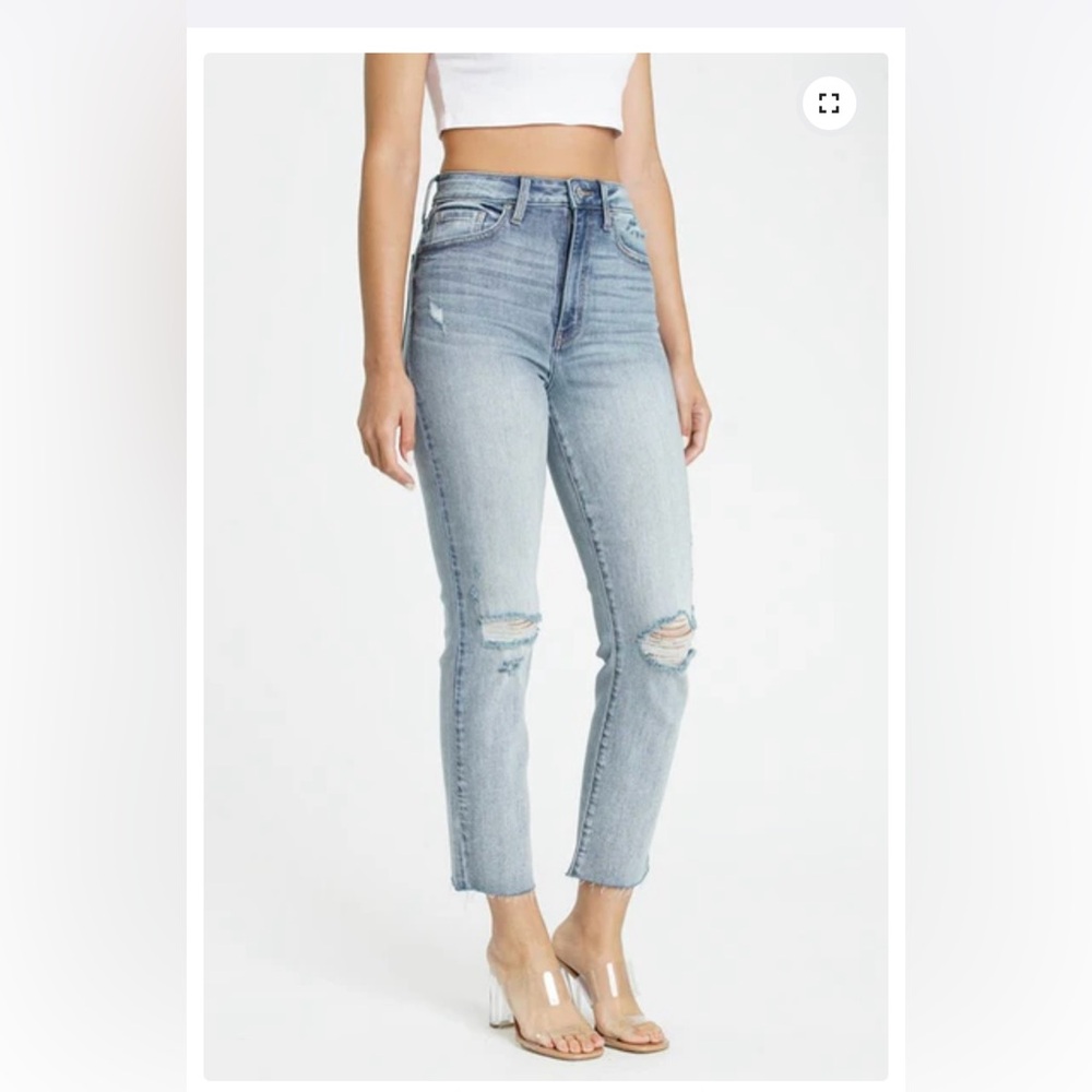 Eunina Ally style High Rise Straight Crop Jeans